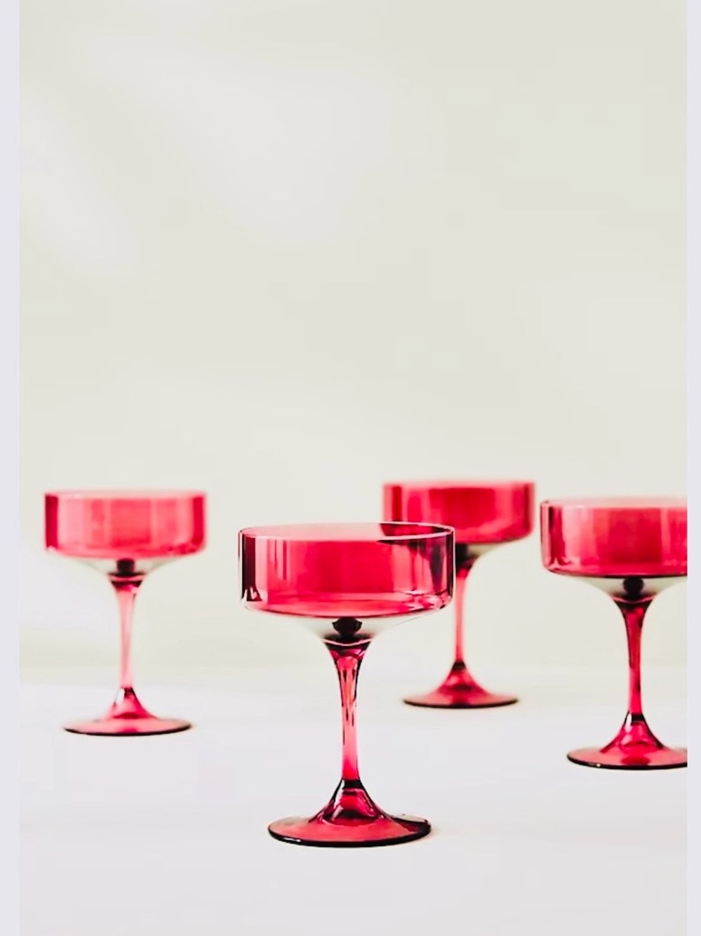 Anthropologie Ruby‎ Red Morgan Stemmed Coupe Glass set of 4